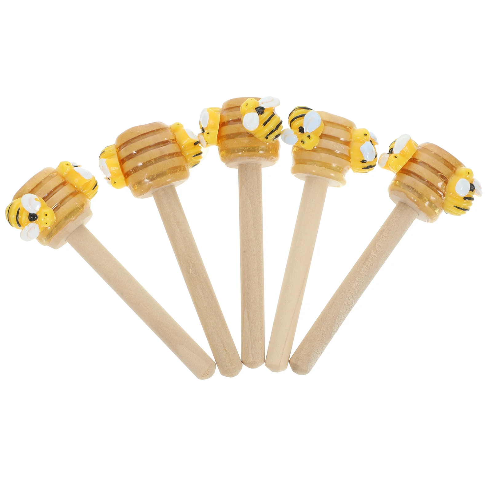 

5 Pcs Bee Decoration Sticks 8cm Honey Design Mini Tiered Tray Decor Kitchen Shelf Fake Honey Bee Party Table Decor honey dipper