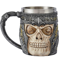 1Piece Halloween Skull Coffee Mug Stainless Steel Skull Cool Coffee Mugs 3D Design Cocktail Beer Mugs with Handle YY018