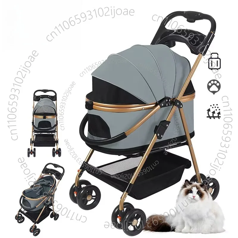 Multifunctional Four-wheel Washable Breathable Durable Dog Car One-handed Folding Portable Lightweight Pet Car