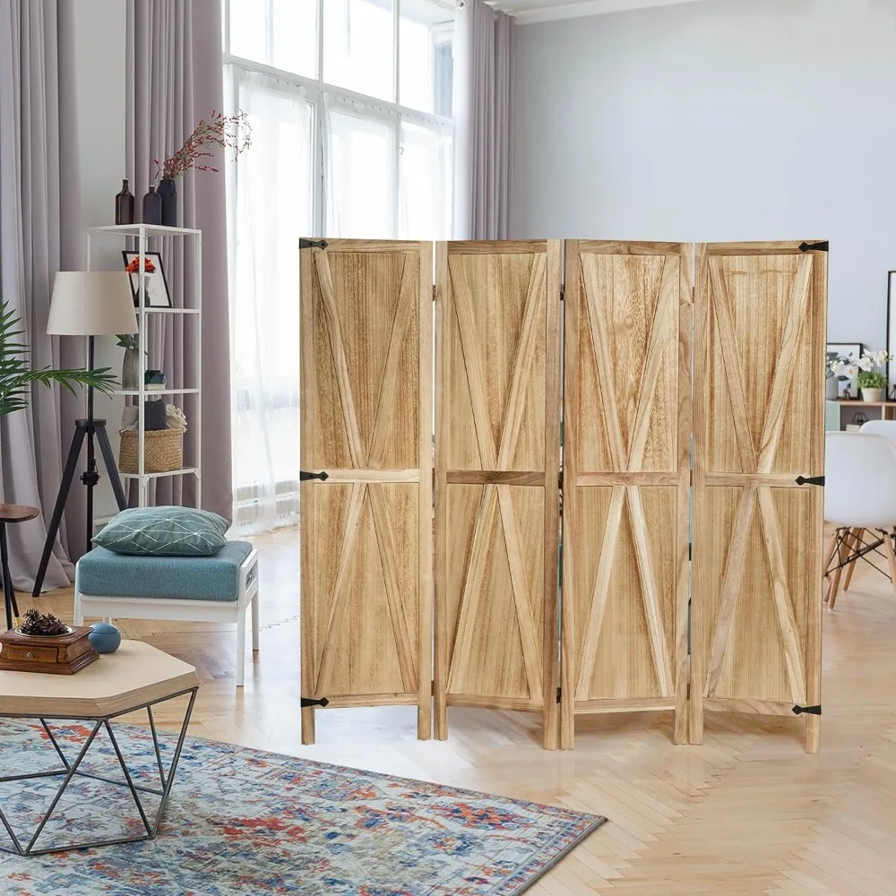 Wood Room Divider,Rustic Folding Privacy Screens Farmhouse Partition Wall dividers for Rooms, Separator, Temporary Wall,