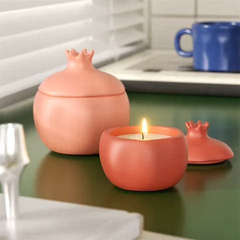 Nicole Pomegranate Concrete Candle Jar and Refill Silicone Mold Gypsum Candle Vessel Mold DIY Jesmonite Mould Home Decor