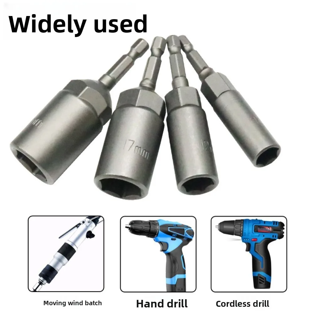15Pcs Extended Deepen Impact Socket Adapter Set 5.5-19mm 1/4 Inch Hex Shank Nut Driver Socket Bits Power Screwdriver Hand Tools