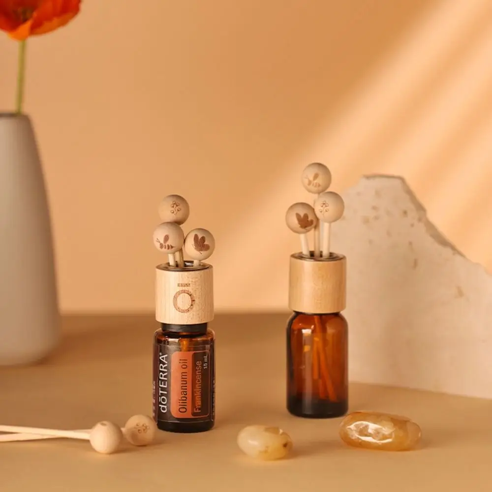Wood Ball Lid for Essential Oil Bottle Fragrance Diffuser Aromatherapy Rattan Reed Sticks Lid DIY Home Decoration Diffuser Tool