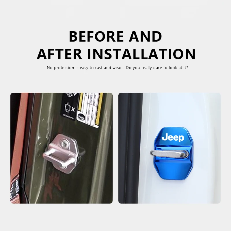 4 قطعة غطاء قفل باب السيارة أغطية حماية اكسسوارات ل جيب جراند شيروكي رانجلر JK المصارع البوصلة رينيجيد باتريوت لي #4