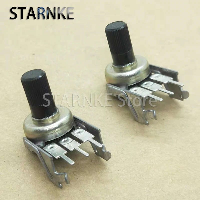 5PCS 12 Type Single Potentiometer B10K Volume Adjustment Potentiometer 3Pins Horizontal With Bracket Handle Length 10MM