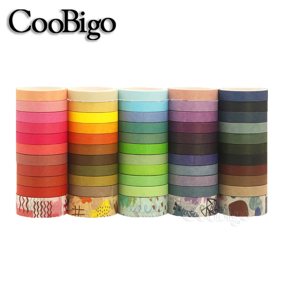 11Rolls/Lot Rainbow Washi Tape Set Simple Sticker Scrapbooking Journal Aesthetic Stationery Supply Solid Color & Printed Pattern