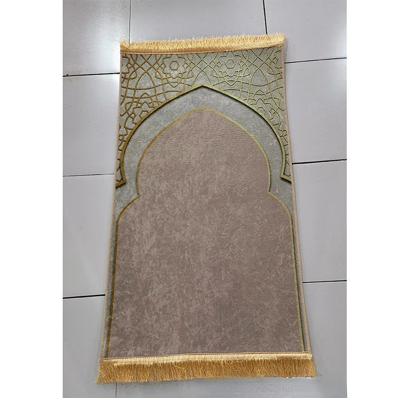 Adult Prayer Mat for Muslim Ramadan Gold Diamond Velvet  Worship Kneel Floor Carpets Non-slip Soft Portable Travel Prayer Rugs