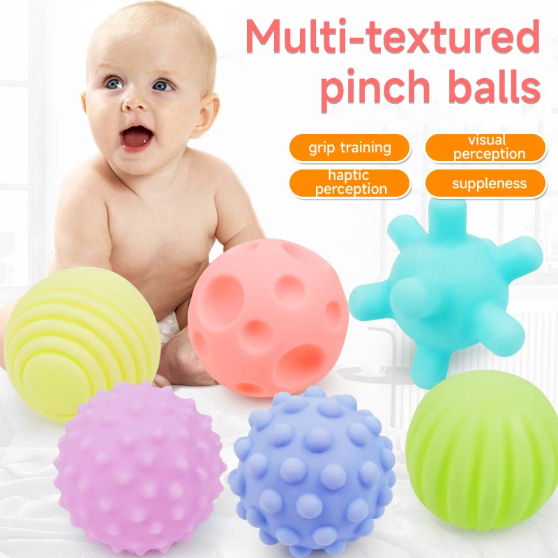 Baby Tactile Senses Toy Sensory Balls Rattles Toy Baby Touch Hand Ball Massage Soft Textured Balls Infant Senses Development Toy