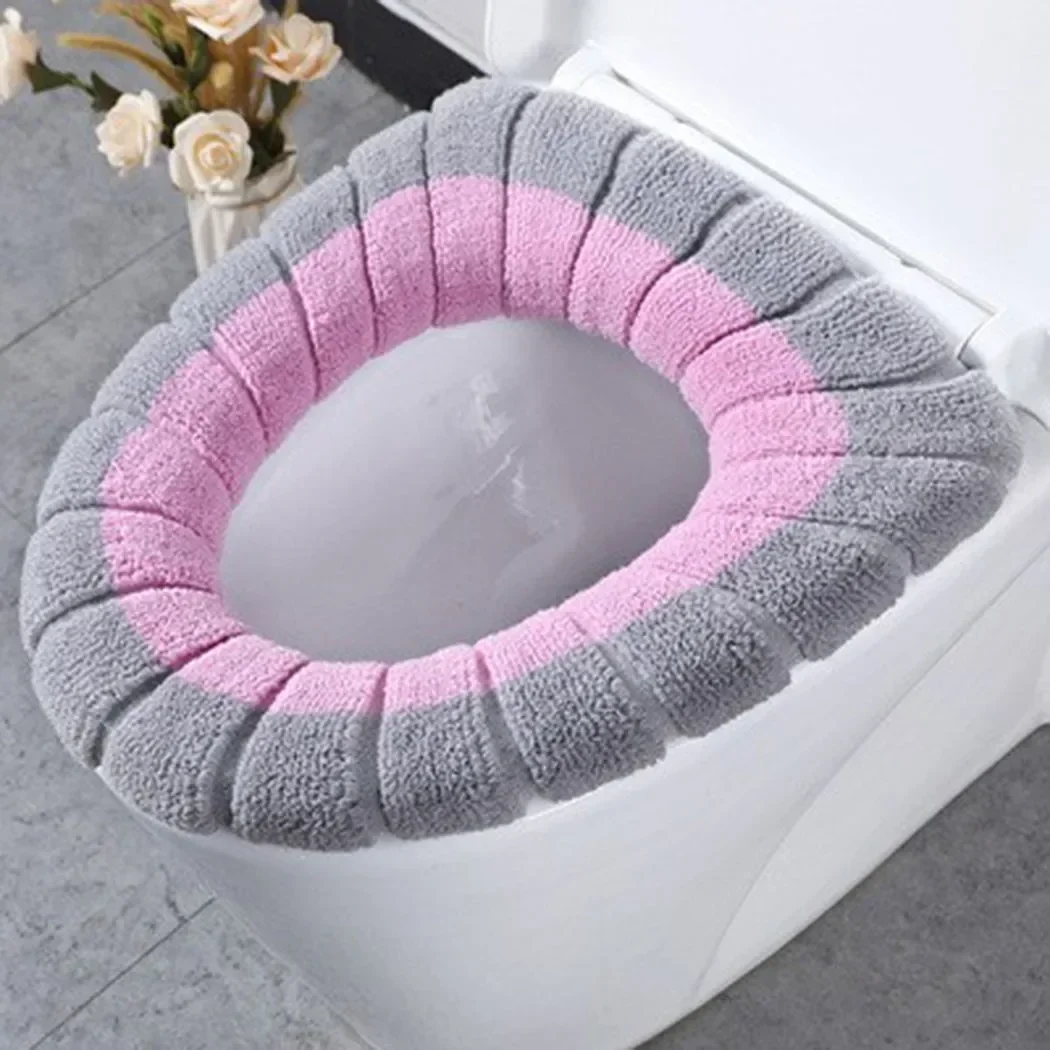 Winter Warm Toilet Seat Cover Mat Bathroom Toilet Pad Cushion O-shaped & U-shaped Thicker Soft Washable Closestool Accessories