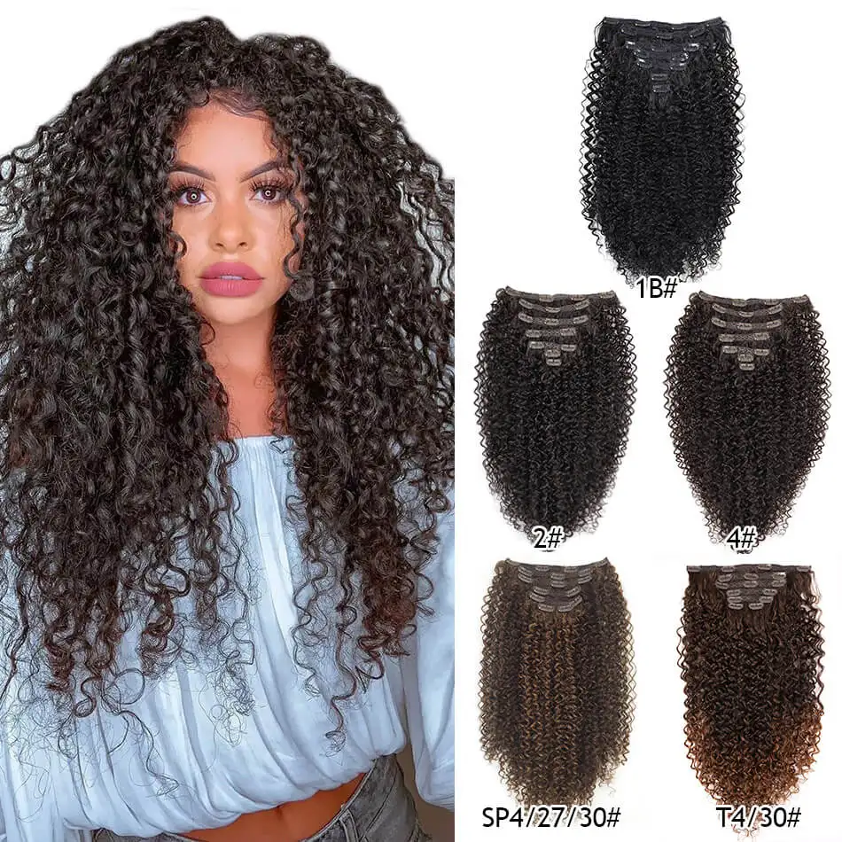 26inch Synthetic Jerry Curly Clip In Hair Extension Kinky Curly Hair Natural Hairpieces Hair Extensions Clip in 7 Pcs Full Head
