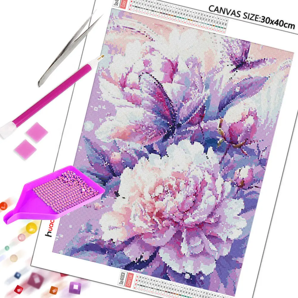 DIY Diamond Painting Peony Butterfly Diamond Embroidery Flower Animal Complete Kit Decorative Paintings,frameless