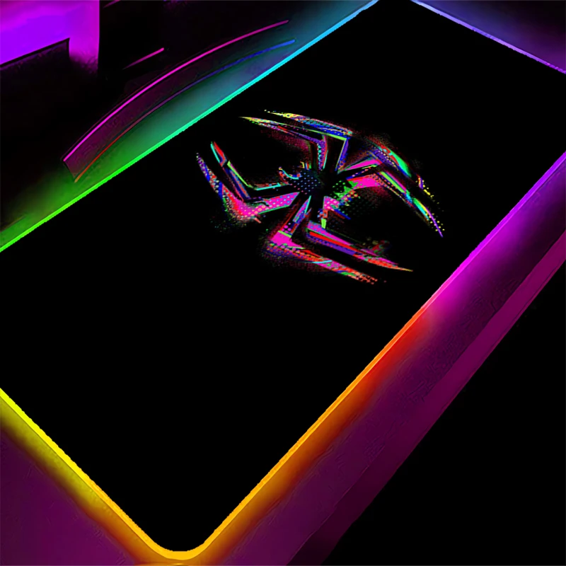 Retroiluminação de borracha grande borda de bloqueio kawaii pc mousepad rgb homem-aranha gamer gaming mouse pads led mesa teclado tapete do computador