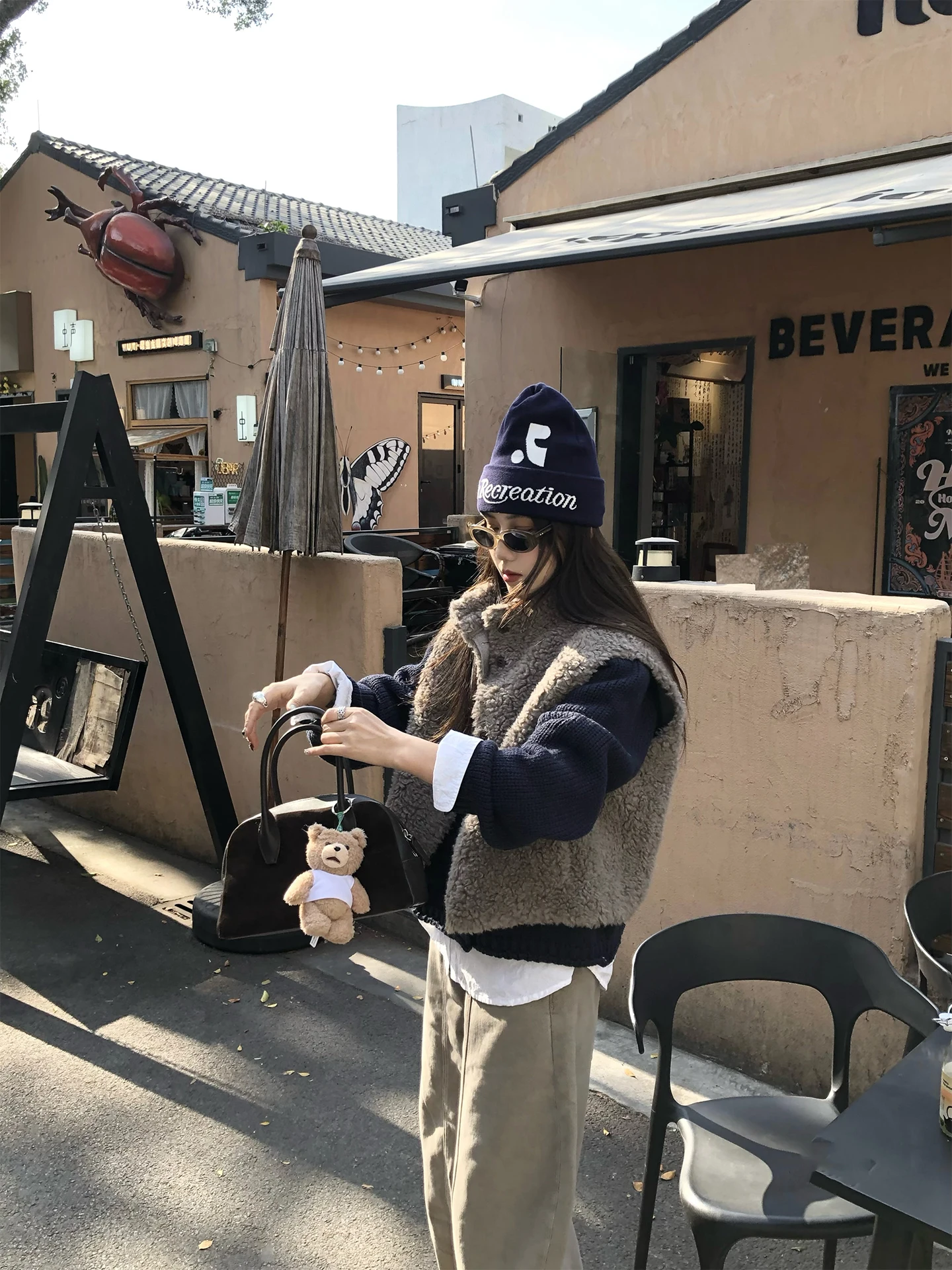 

Warm ort Lamb Fur Suede Vest Top Women's Stand Collar Layering Korean Sle Commute Thiened Polyester Blend Wool Blend