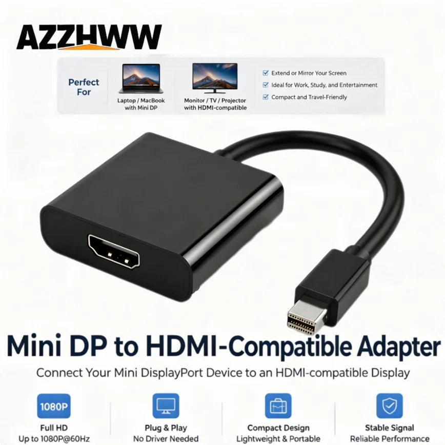 HD 4K/1080P Mini DP To HDMI-compatible Adapter Cable for MacBook Air/Pro Monitor Mini Displayport to HDMI-compatible Converter