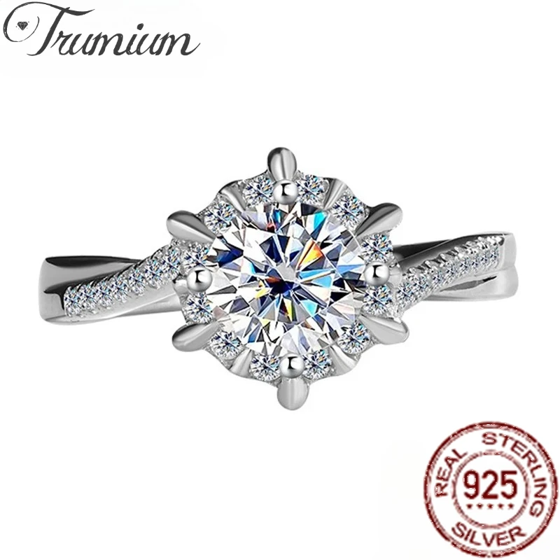 

Женские обручальные кольца Trumium 1 карат D цвета с муассанитом, высокое качество, белое золото 18 карат, стерлинговое серебро 925 пробы, женское лабораторное кольцо с бриллиантом