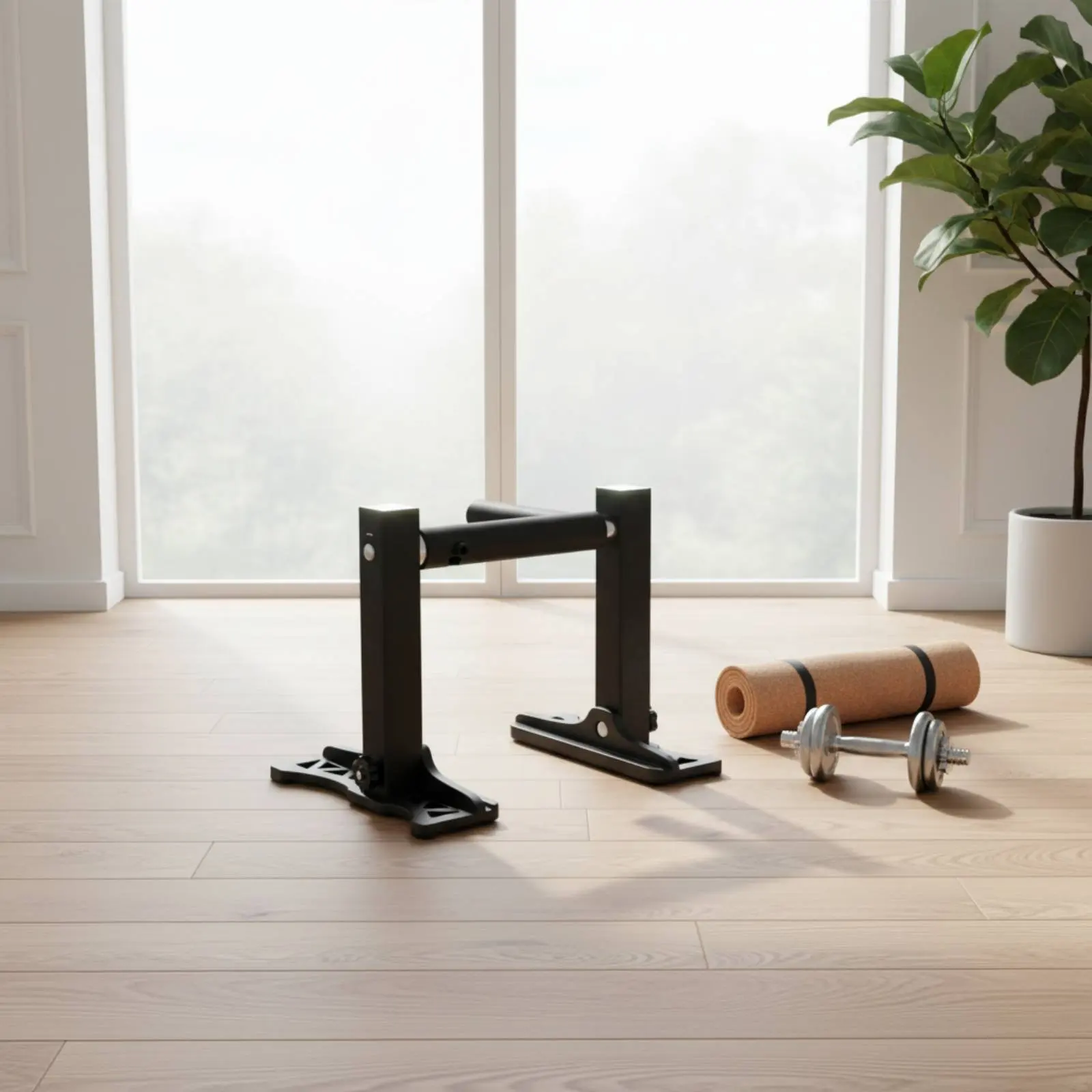 2 Pieces Adjustable Pull-up Stand Space-Saving Door Frame Pull-up Bar Push-up Stands Stable Base Floor Push-up Handle Non-Slip