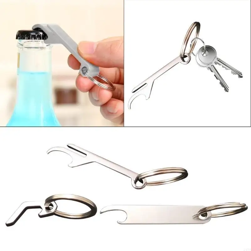 Pocket Beer Bottle Opener Stainless Steel Multifunctional Mini Keychain Pendant 