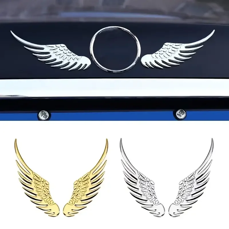 Car Auto Sticker 3D Stereo Metal Angel Wing Moto Decoration with Decals Emblem Chrome Auto 3D Big Sticker Exterior Decal