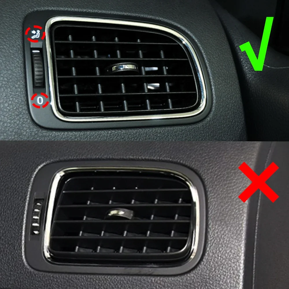 1x New Matta Black Dashboard AC Air Outlet Chrome Vent For VW Polo