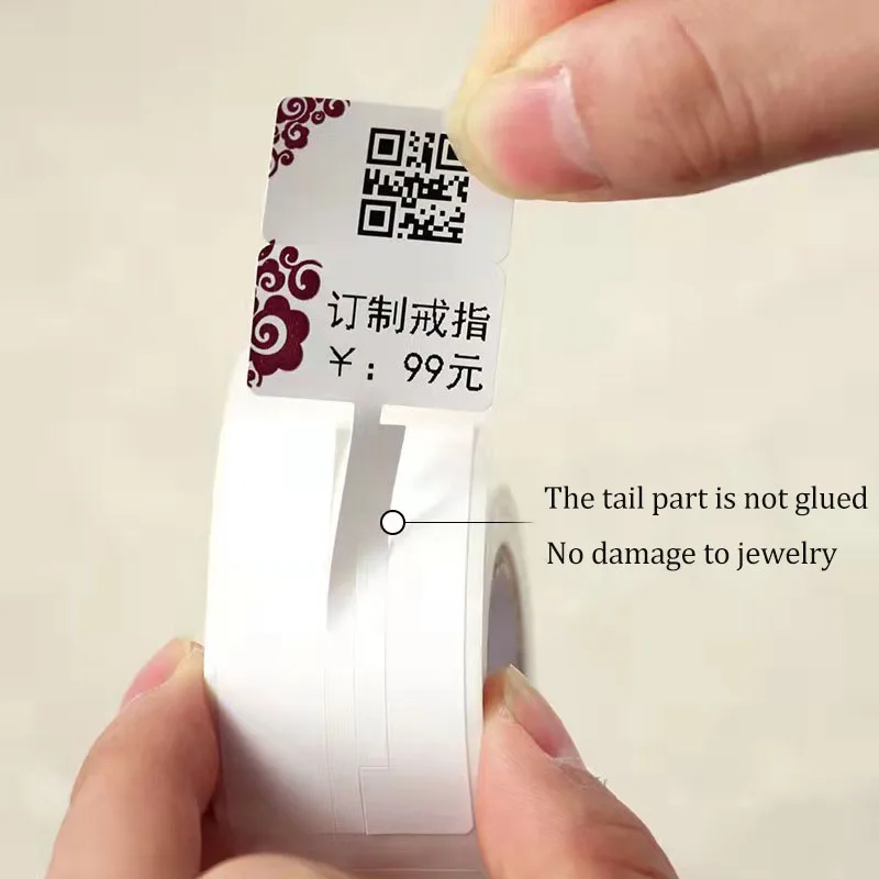 مجوهرات التسمية الحرارية ذاتية اللصق السعر ملصق العلامة قلادة القرط حلقة دائم للطباعة لفة تسميات ورقة زخرفة العرض