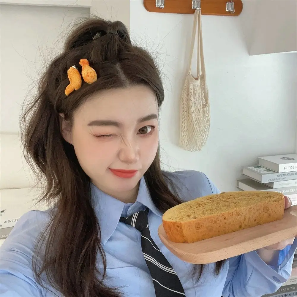 Funny Fried Chicken Simulated Food Hair Clip Geometry French Fries Fake Food Hairpin Bangs Clip Headwear Girls