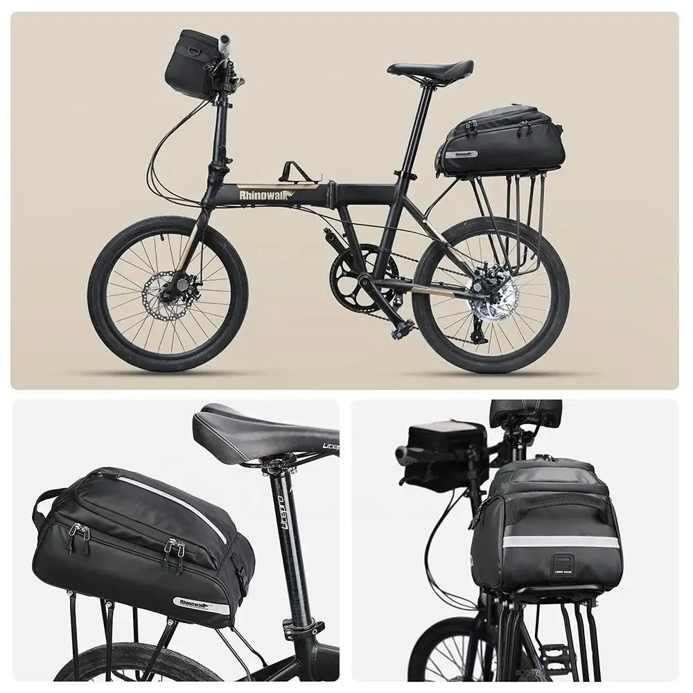 Rhinowalk Bike Bag Bike Rear Rack Bag Bike Pannier Bag 12 L Waterproof Cycling Trunk Bag Messenger Bag MTB Bike Accessories