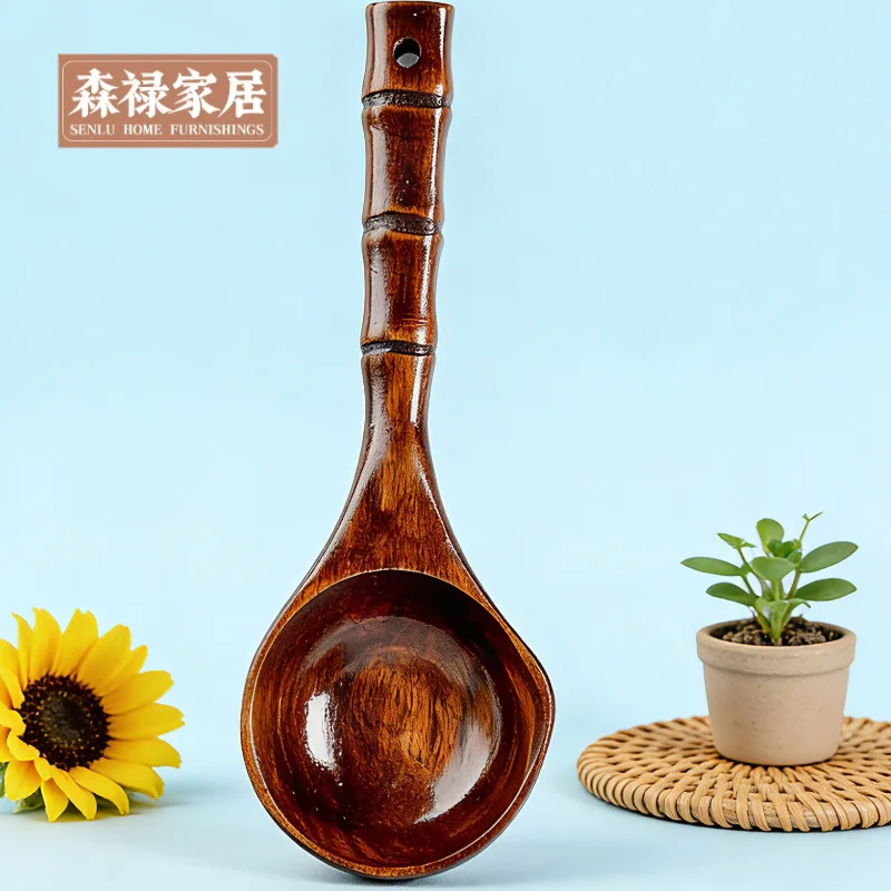 

LMM Creative Handle Bamboo Spoon Dark Long Handle Porridge Spoon Sheng Spoon