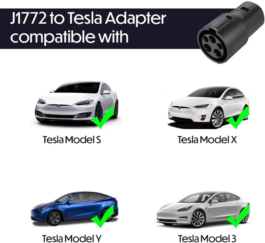 J1772 for  Tesla Charging Adapter 60 Amp / 250V AC - Compatible with SAE J1772 Charger