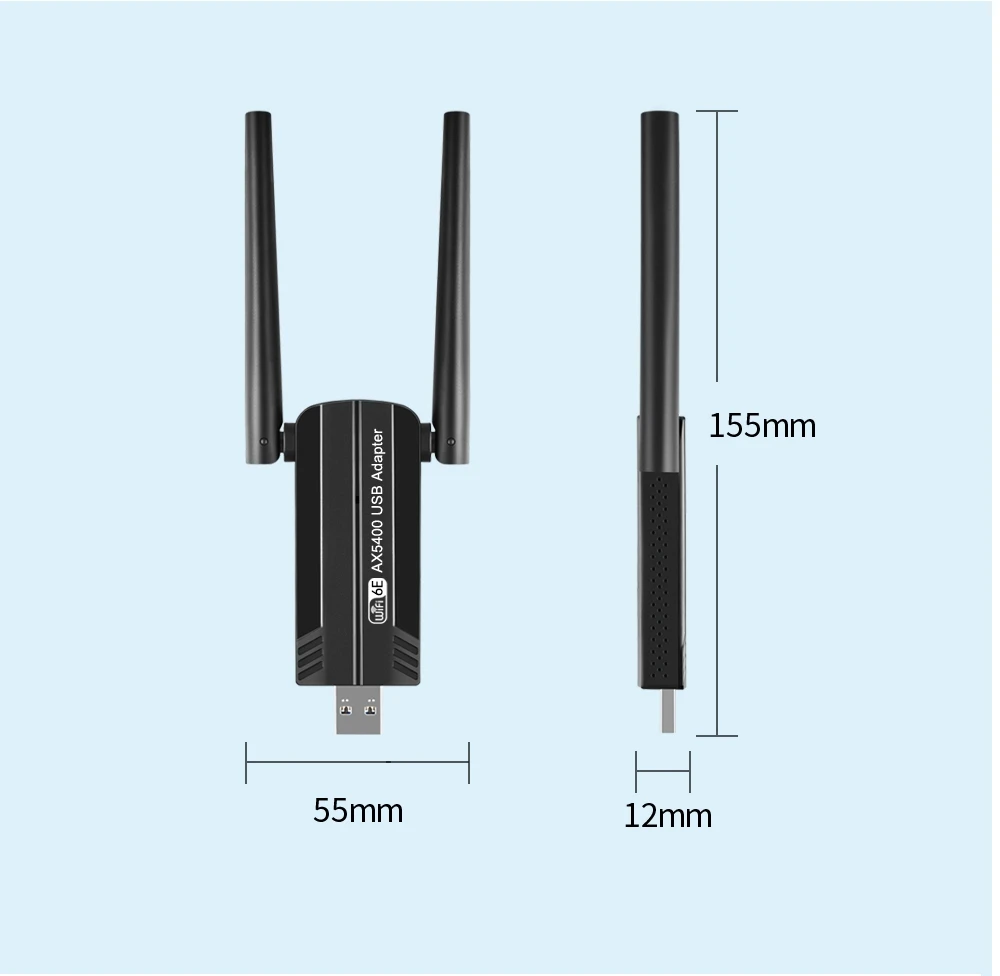 Wifi6E-Adaptador USB WiFi 5400Mbps, receptor tribanda 3,0G, 5G y 6GHz, MU-MIMO, Plug and Play para Windows 2,4