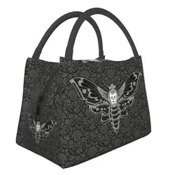 Gothic Death Moth Resuable Lunch Box Women Waterproof Cooler Thermal Food Insulated Occult Witchcraft Lunch Bag Picnic Bags