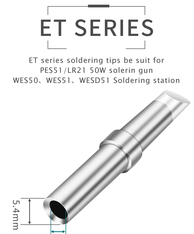 ET-Serie Lötspitzen ETS ETDD ETK ETB ETCC ETT ETH ETA Schweißdüsen Kompatibel mit Weller WESD51 WES51 PES51 – Detail 4