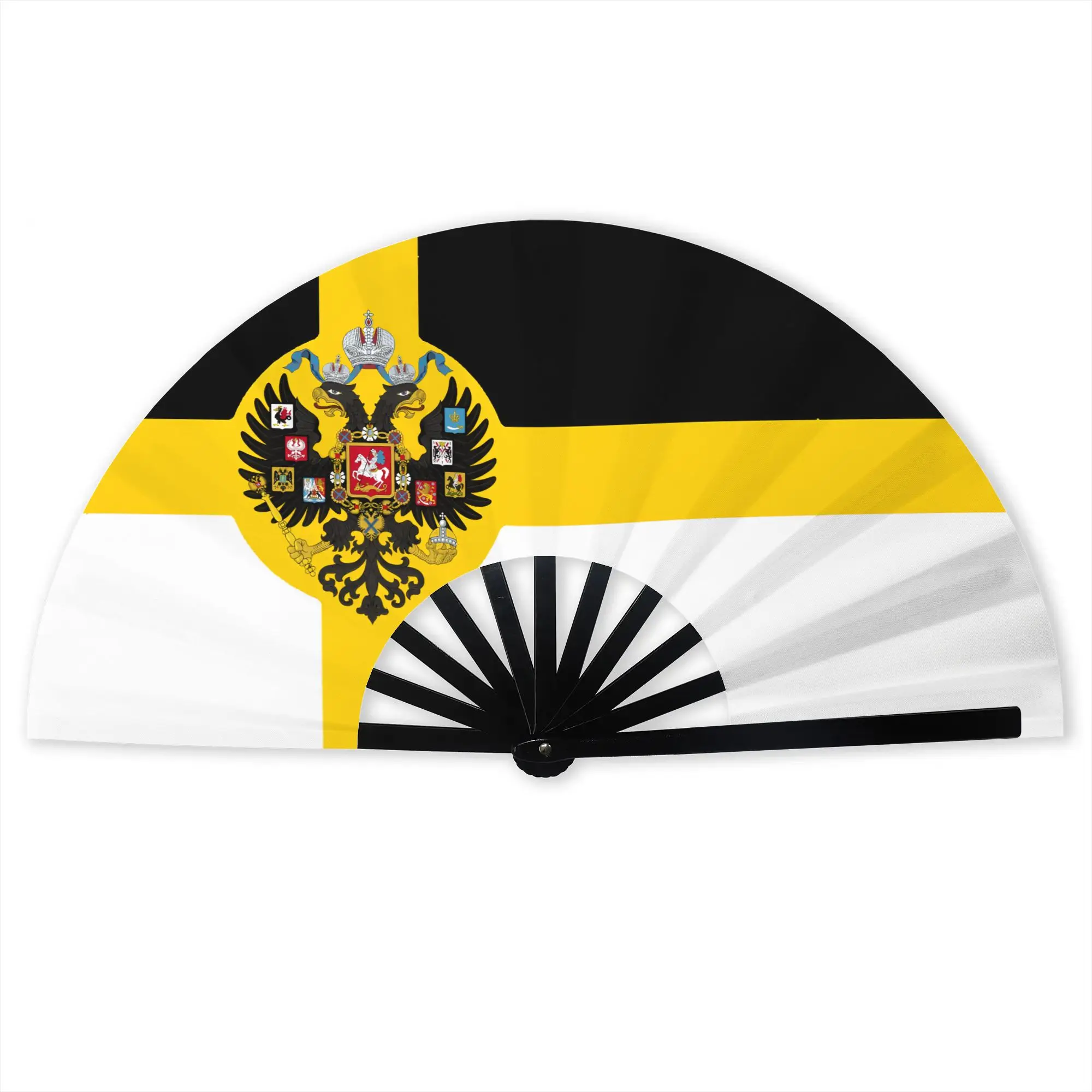 Russian Flag Folding Hand Fan Personalized Coat of Arms of Russia Polyester Fabric Fan Fashion Summer Accessory Decorative Fans