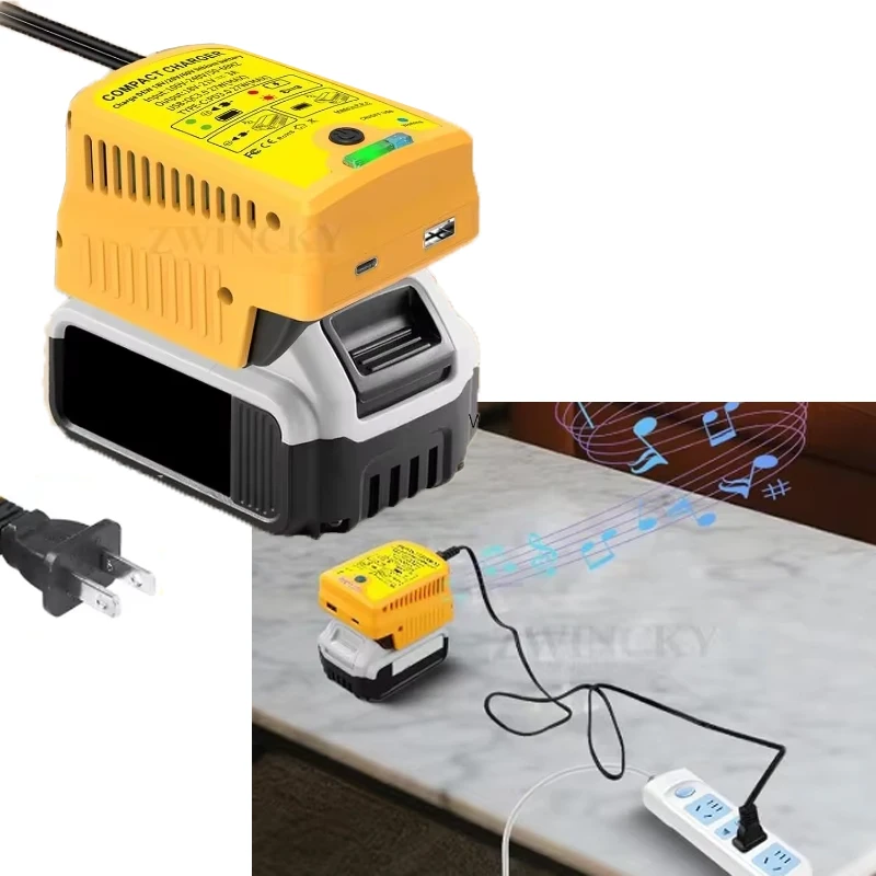 

100-240V For Dewalt Battery charger 18V 20V DCB200 DCB120 DCB201 DCB203 DCB204 DCB206 Fast Charger with USB and Type -C Output