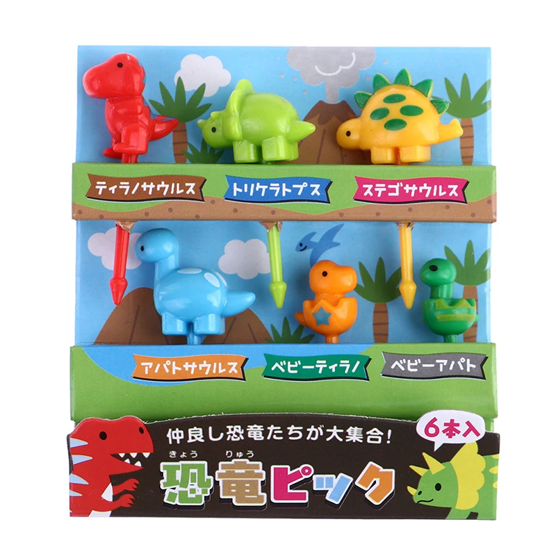 6 Cái/bộ Khủng Long Động Vật Trái Cây Dĩa Mini Hoạt Hình Thực Phẩm Phím Trẻ Em Ăn Nhẹ Bento Dính