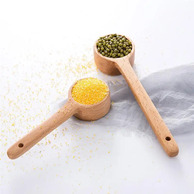 

Eco-friendly Wood Long Handle Durable Tea Powder Measuring Spoon Wooden Coffee Bean Measuring Scoop for Coffee Shop Home