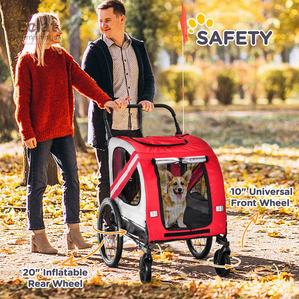

2-in-1 Pet Bike Trailer for Small Dogs,Road-Visibility Bicycle Stroller,Weather-Strong Bike Wagon Trailer Sidecar Attachment,