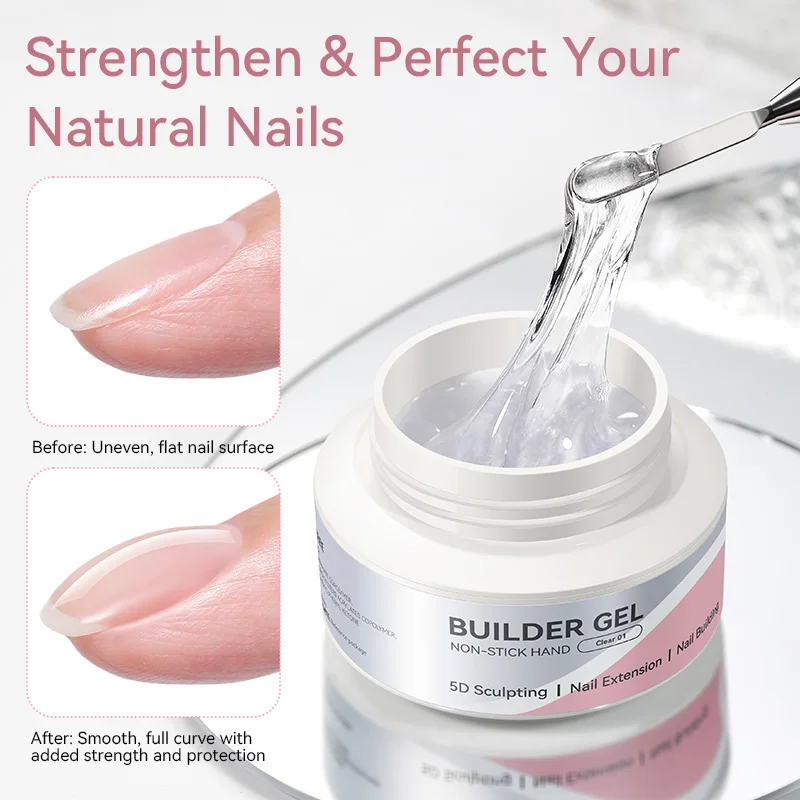 BORN PRETTY 60g Clear Non-Stick Hand Extension Gel Nail Polish 5D Shaping/Sculpting/Carving Hard Gel DIY Nail Art at Home