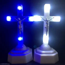 LED Electronic Night Light Christ Jesus Cross Home Church Pray Ornaments Church Souvenirs Crucifix Decoration