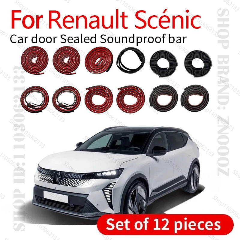 

Для Renault Scenic BNA уплотнительная лента для двери автомобиля, резиновая двухслойная уплотнительная защита, звукоизоляционная лента, пылезащитная уплотнительная лента, набор из 12 шт.