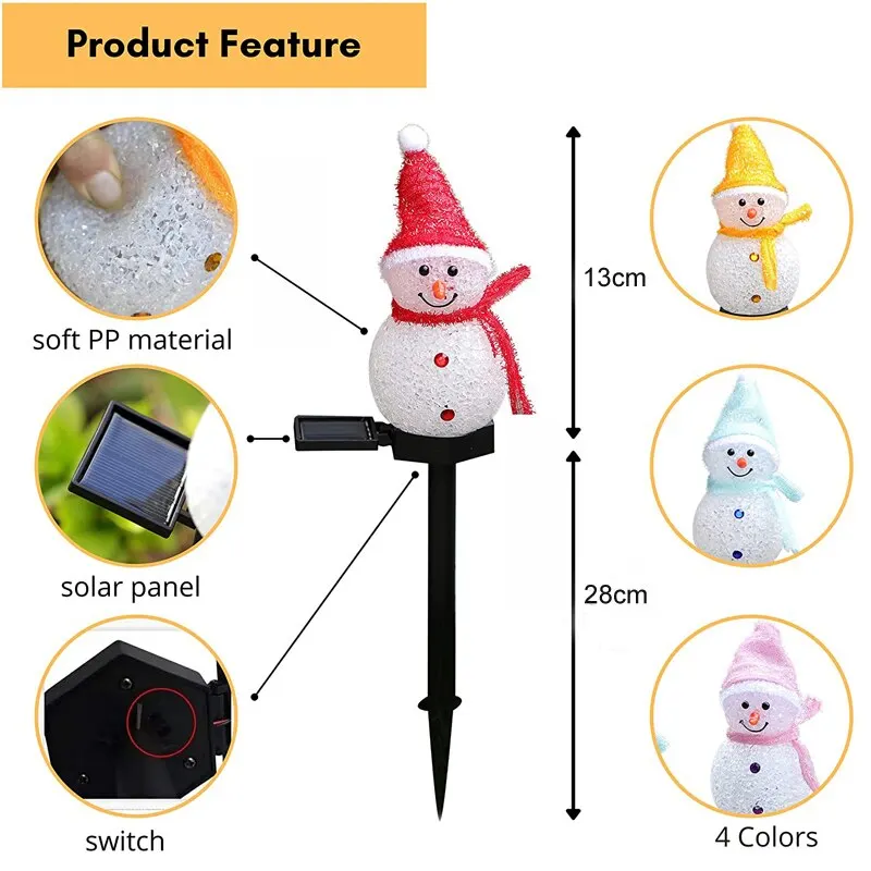 Outdoor Led Solar Light Snowman Landscape Lamp Decorations Lawn Lamp Christmas Series Cartoon Snowman Ground Lamp Garden Lamp