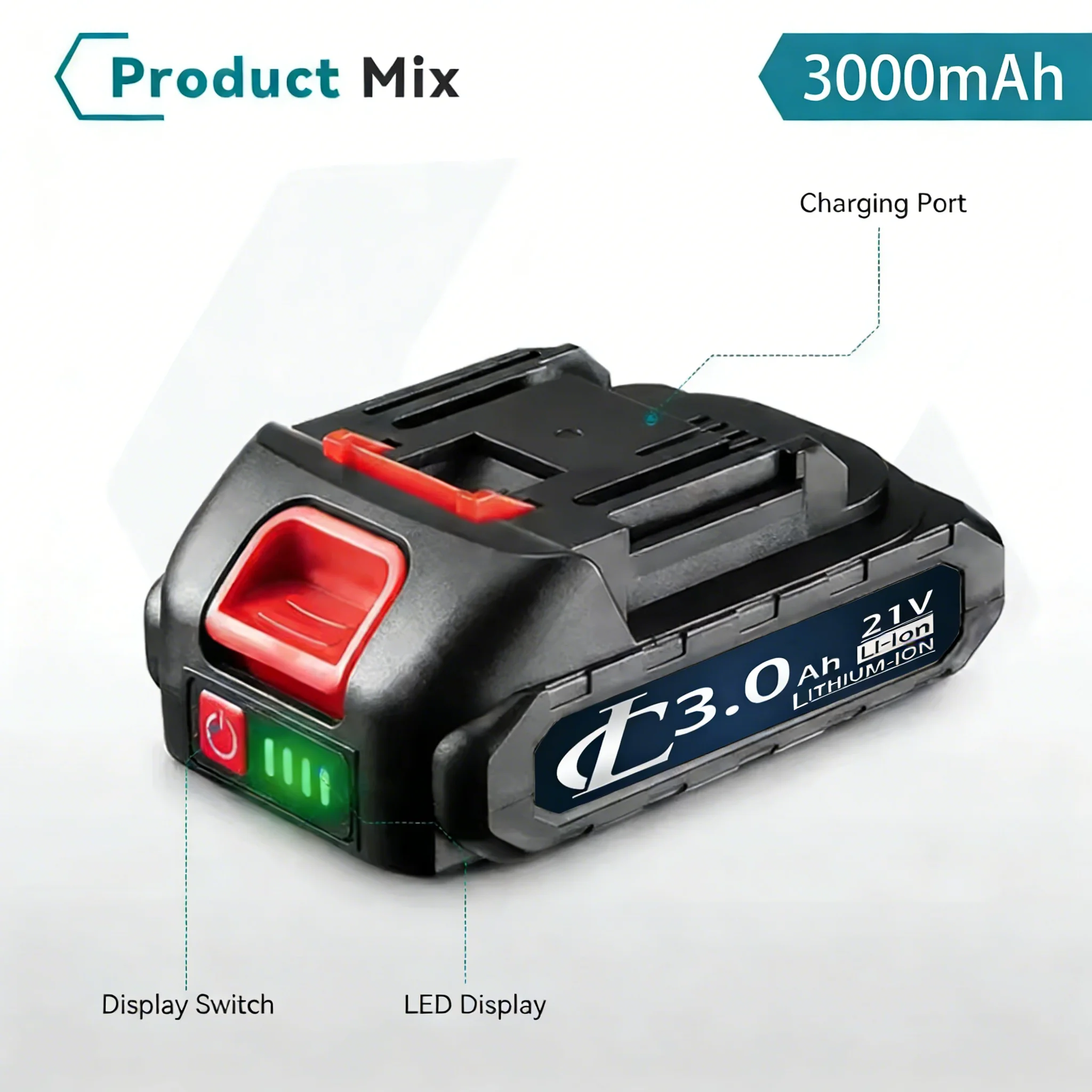 21V 3.0Ah 5S1P Lithium Ion Battery Rechargeable Replacement for Makita Cordless Power Tools with EU Plug