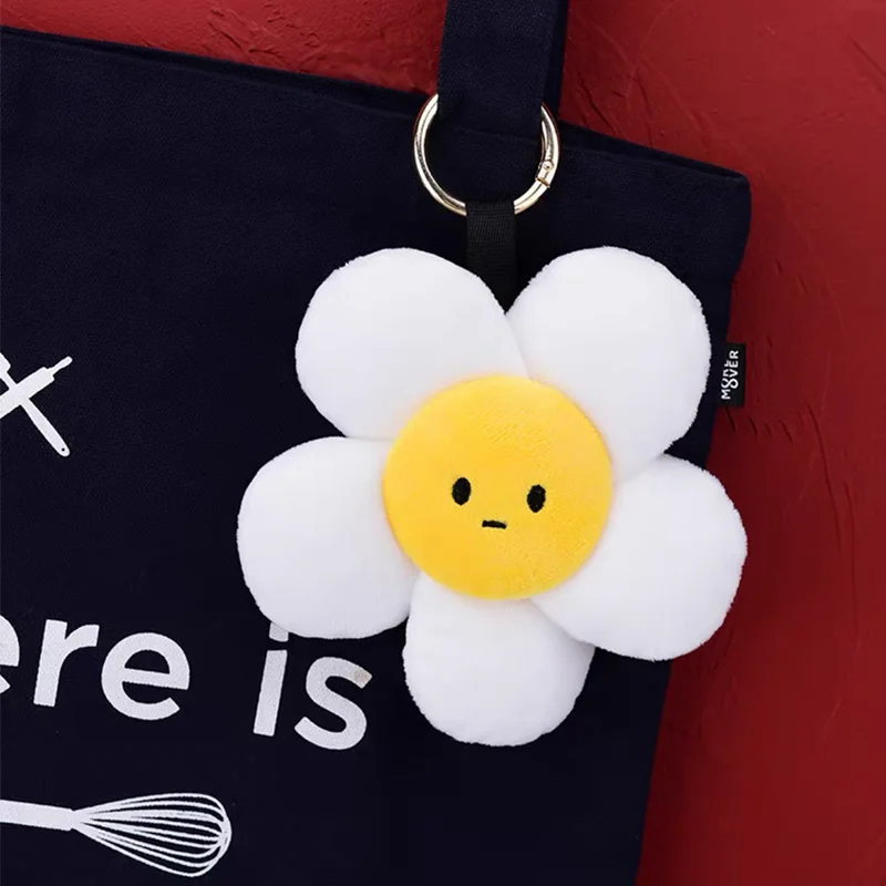 Cute Plush Sun Flower Keychains Kawaii Cartoon Smile Face Flower Dolls Bag Pendants Car Key Chain Charms Accessories Keyring