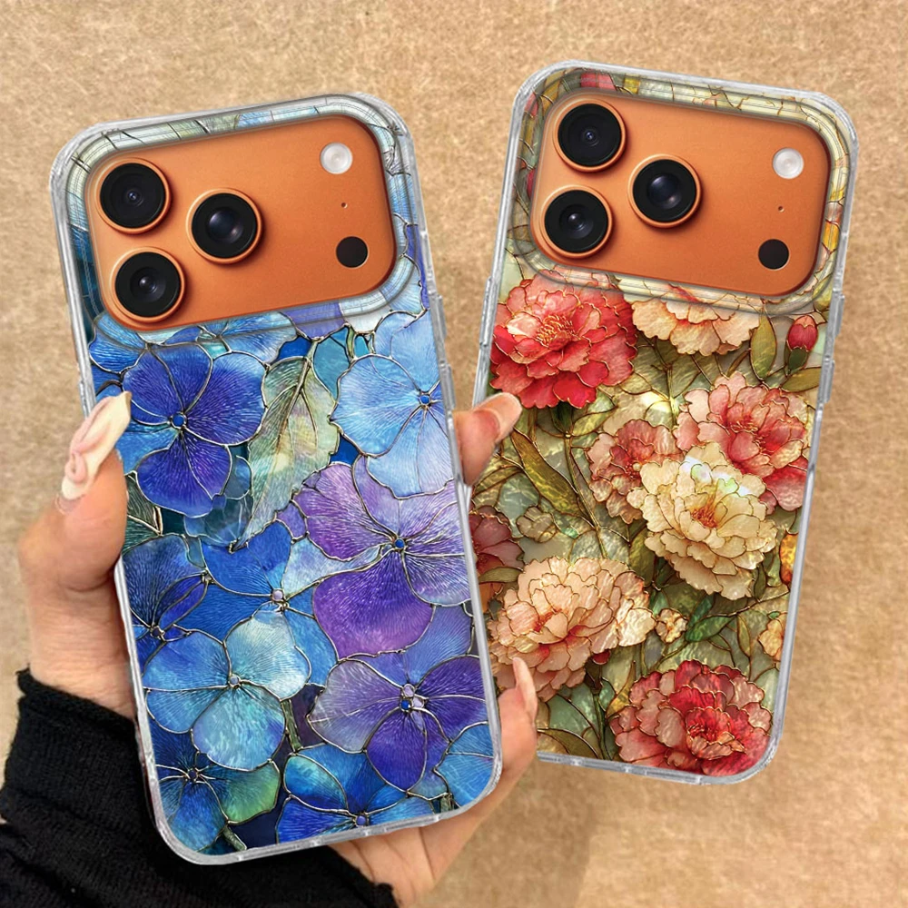 Paar-Handyhülle für iPhone 17 Pro Max 16 7 8 Plus X XS 16e 15 14 13 12 XR SE 2022 17Air Künstlerische Farbverlauf Rosen Blumen Cover