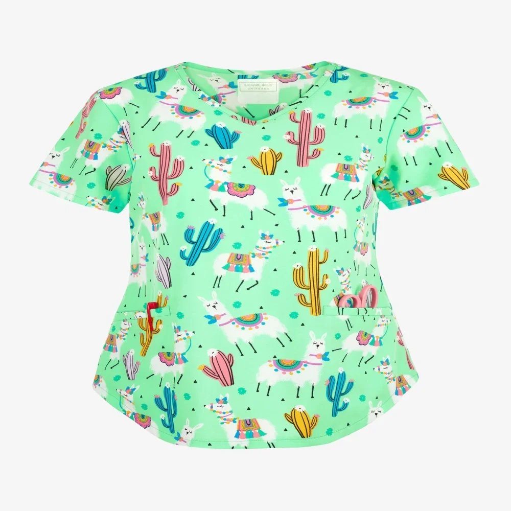 

2024 New Women's Tops Two-Pocket Design Female Clothes Cartoon Style T-shirts V-neck Harajuku Fashion Short Sleeves Women's Tops