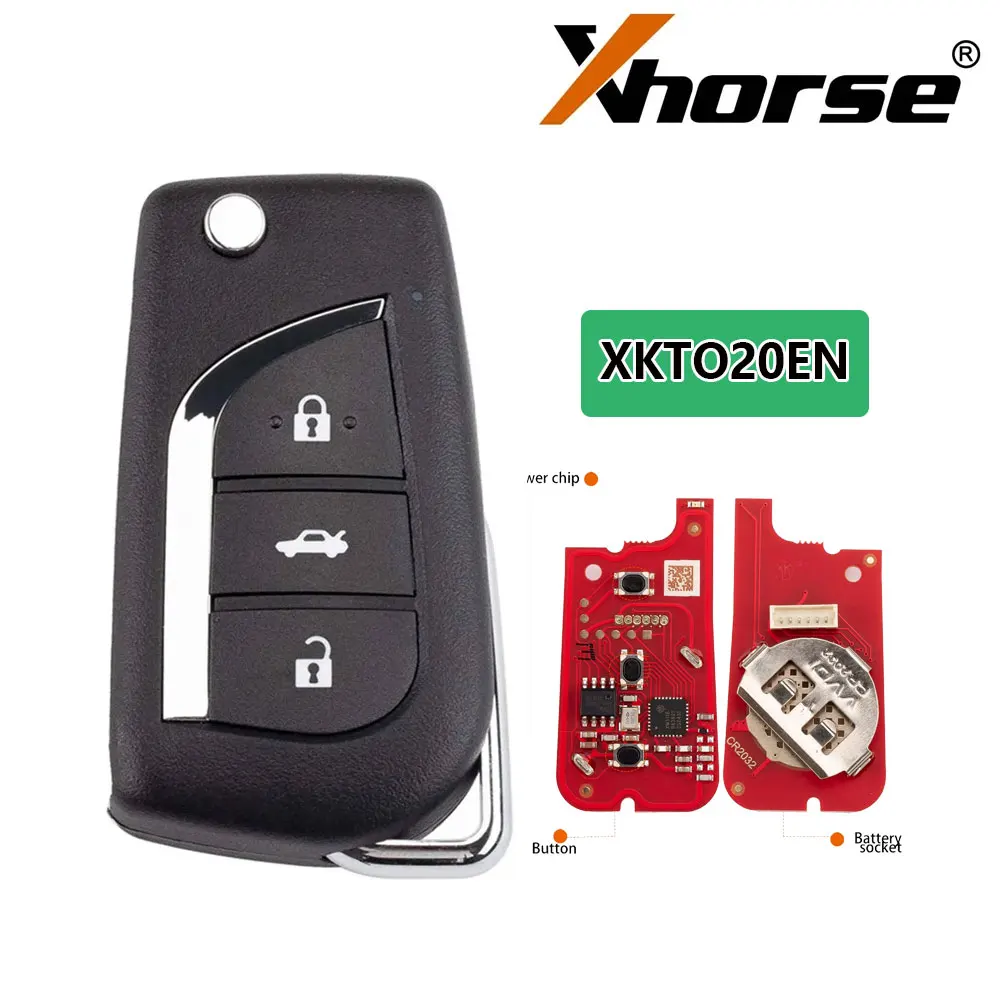 5pcs Xhorse XKTO20EN Universal Remote Key 2nd Generation for Toyota Type Wire Remote Key 3 Buttons for VVDI Mini / Key Tool Max