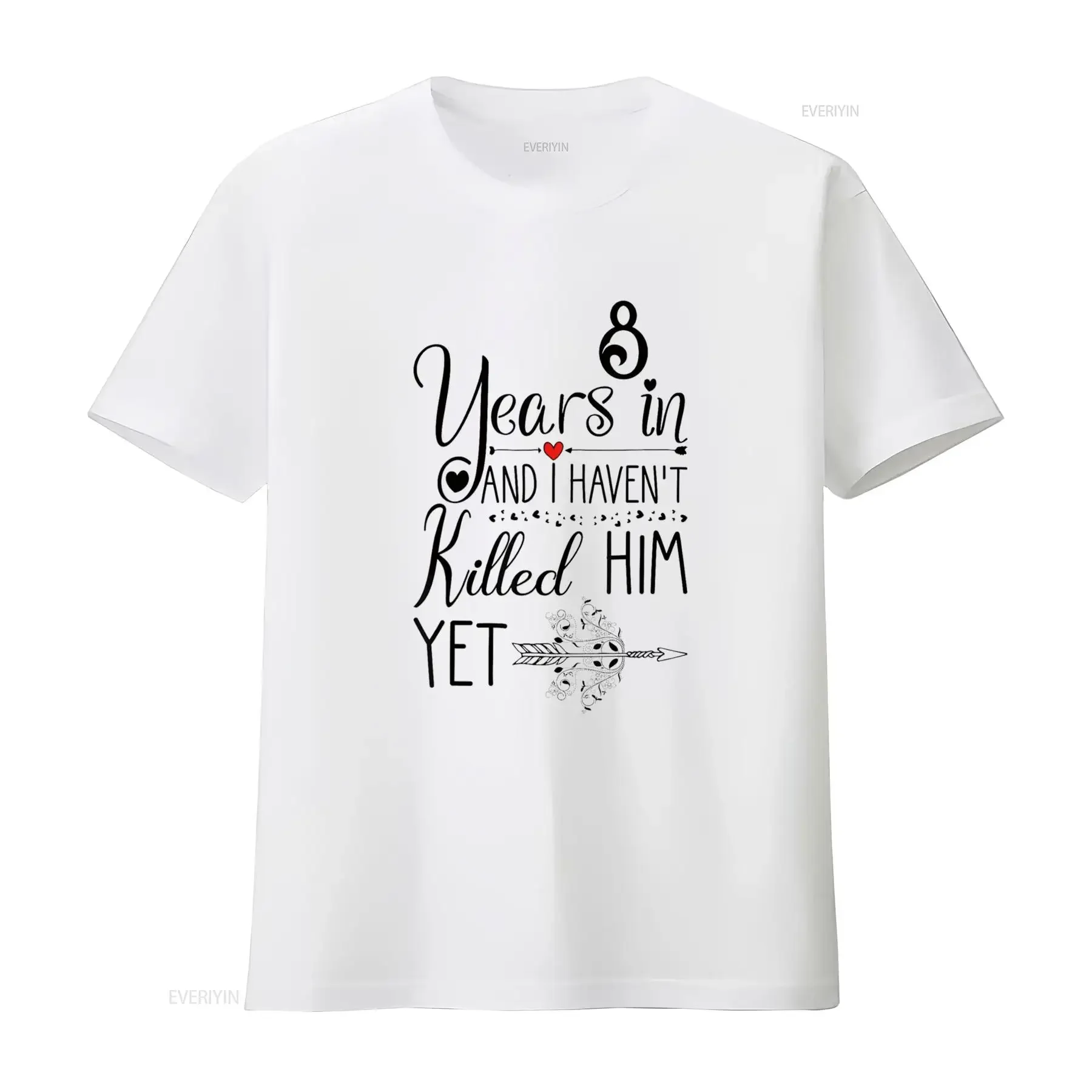 

8th Wedding Anniversary for Her and Wife 8 Years of Marriage T Shirt vintage Washed Top For Everyday Wear Comfortable Casual
