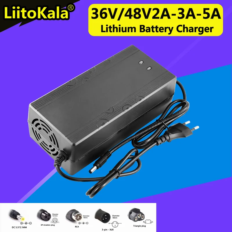 LiitoKala 48V/36V 2A/3A/5A Lithium-ion battery pack charger Universal 42V/54.6V 5A AC DC Power Supply Adapter