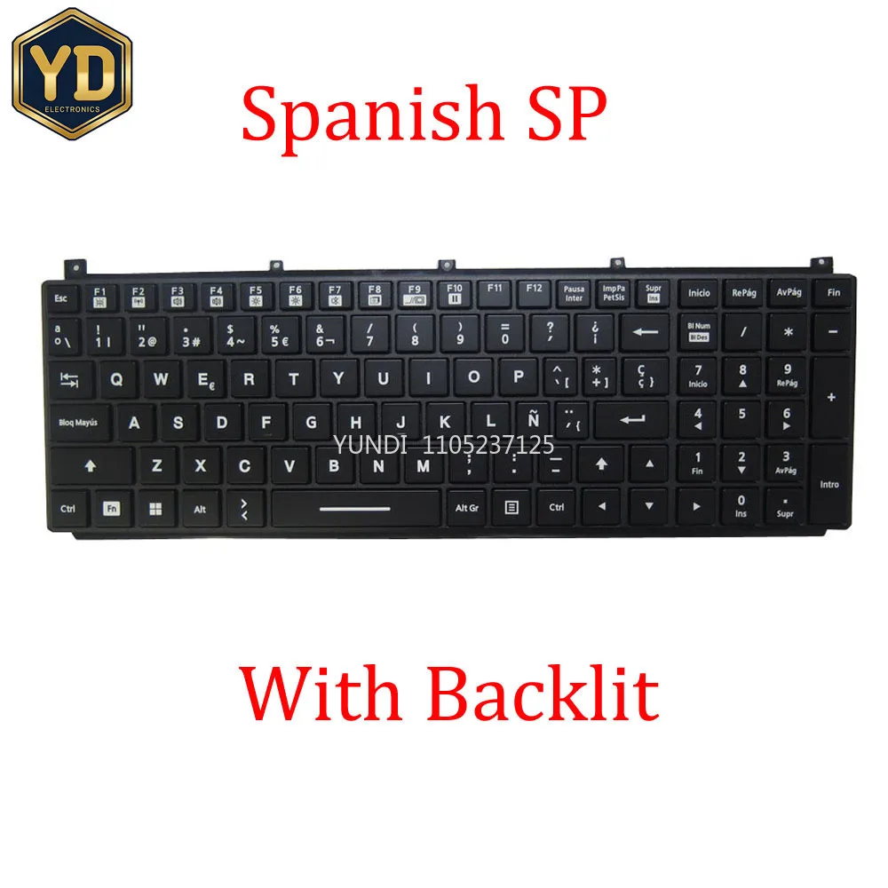 YD Laptop With Backlit Keyboard For Getac NK5103-03304T-10 Spanish SP Black With Frame New