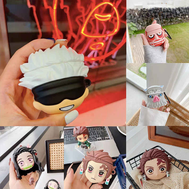 Japan Anime 3D Demon Slayer Bluetooth Wireless Earphone Case For Apple AirPods 1 2 pro airpods accessories