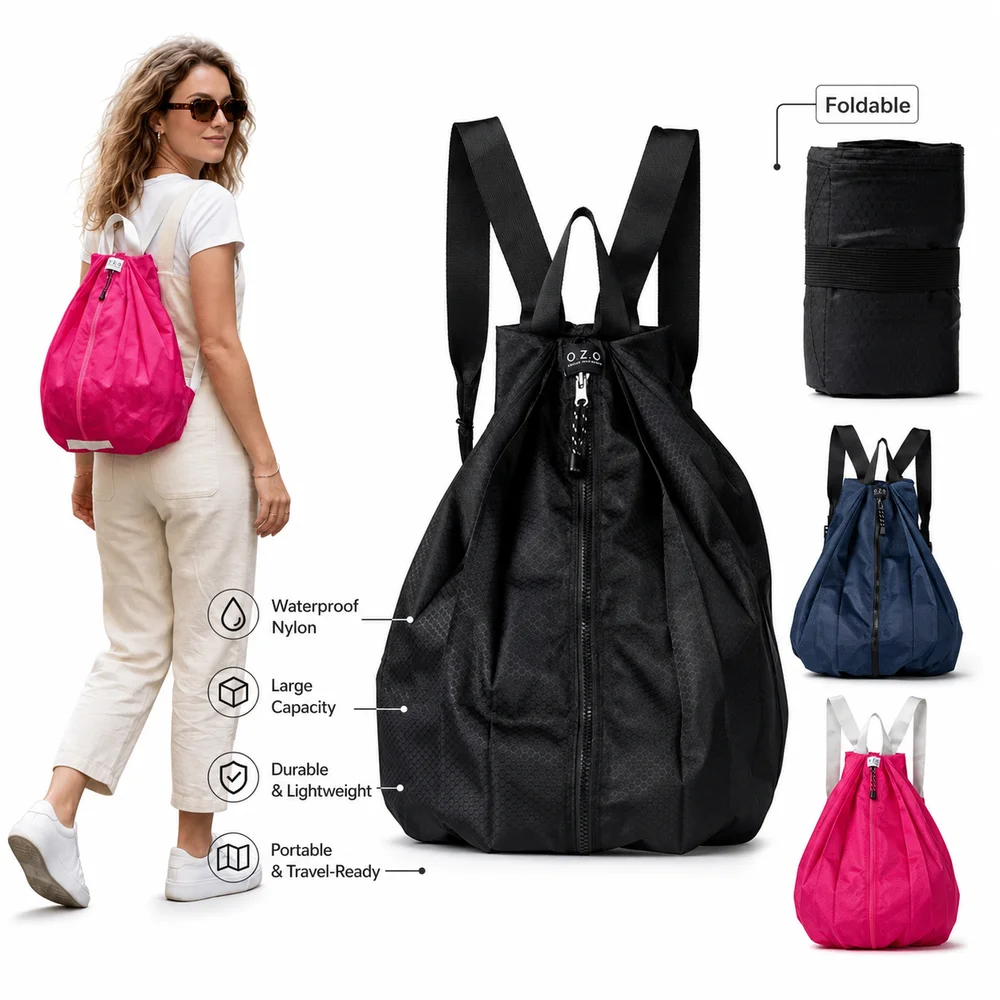 New Nylon Folding Backpack Waterproof Adjustable Straps Outdoor Backpack Portable Large Capacity Sports Backpack Camping
